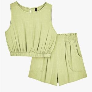 Summer 2 Piece Outfit Shorts Set in Lemon Yellow